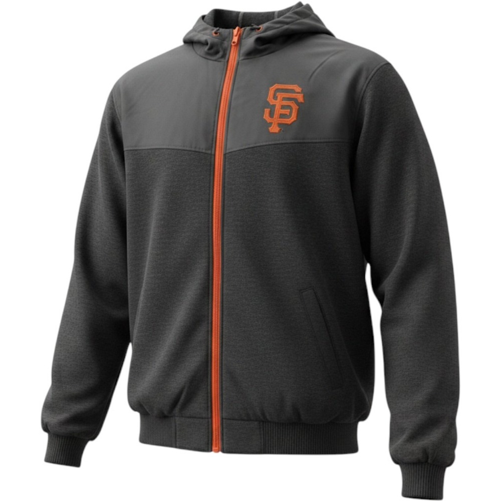 MLB San Francisco Giants Full Zip Hoodie Jacket Charcoal Orange GIA933CBL6 3XL